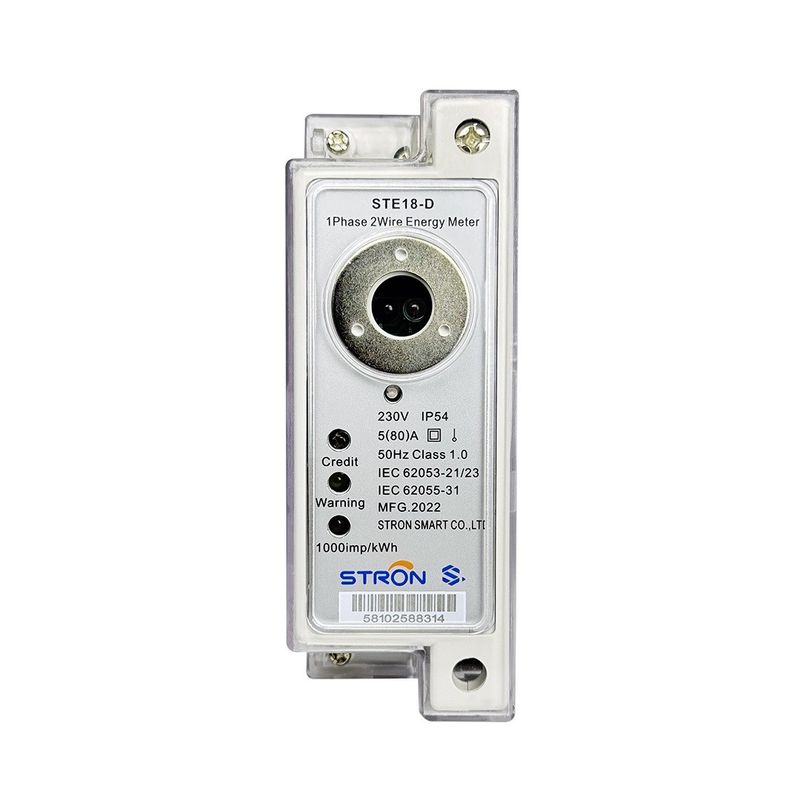 Compteur d'électricité à phase unique prépayé Din-Rail avec unité de mesure de la consommation d'électricité