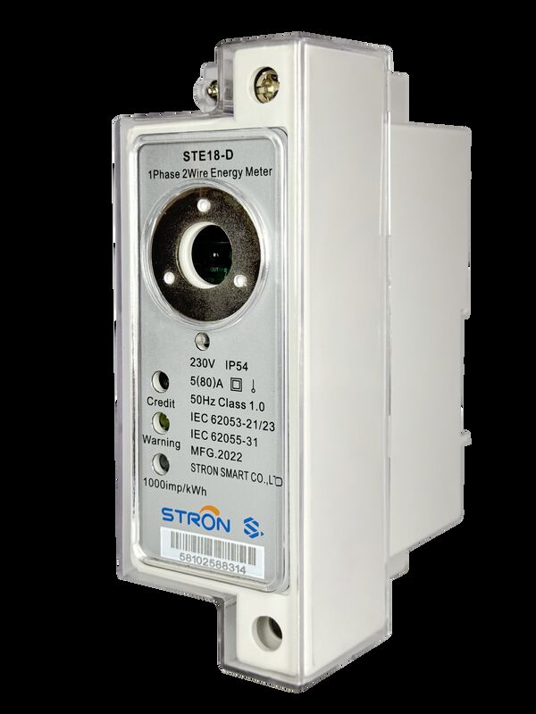 Compteur monophasé prépayé sur rail DIN, compteur électrique intelligent prépayé, fréquence nominale 50-60 Hz, avec prépaiement pour la surveillance de la consommation d'énergie