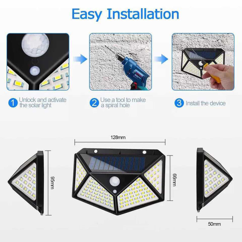 Lumières extérieures solaires de couloir d'induction de corps des lampes de mur de cour 100LED