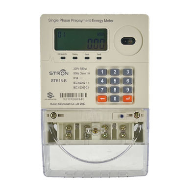 Compteur d'énergie intelligent monophasé à deux fils prépayé Stron STE18-B avec écran LCD étanche IP54, précision Classe I, LORA-RF, 230V, 60A